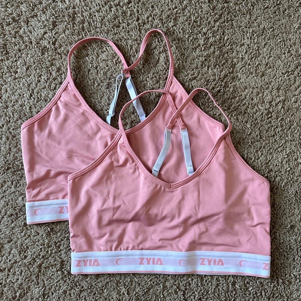 ZYIA Pink Racerback Sports Bra with Moisture-Wicking Fabric